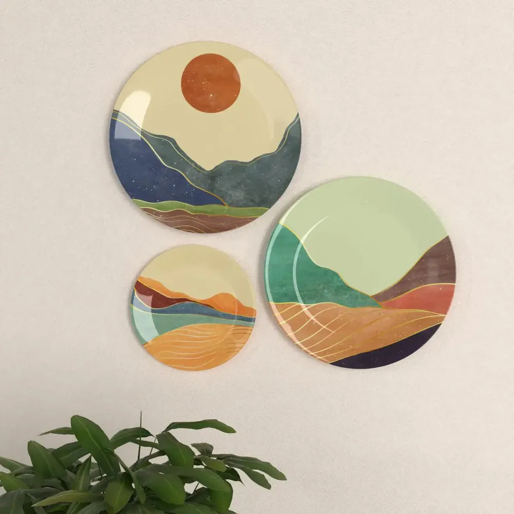 Ceramic Wall Plates with Beautiful Abstract Scenery Wall Hanging Plate