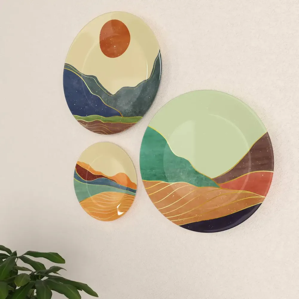 Ceramic Wall Plates with Beautiful Abstract Scenery Wall Hanging Plate