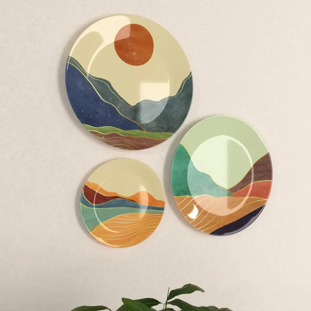 Ceramic Wall Plates with Beautiful Abstract Scenery Wall Hanging Plate