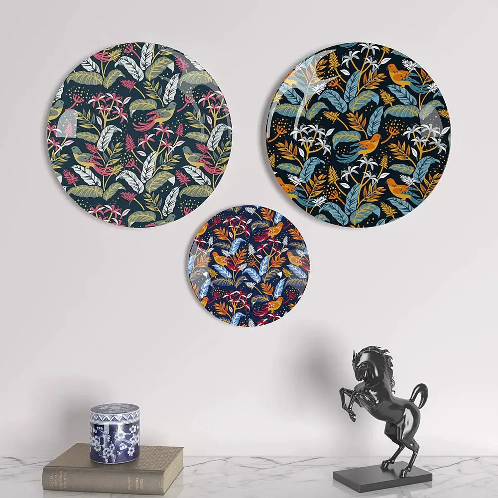 Ceramic Wall Plates With Beautiful Birds With Plant Art Wall Hanging Plate