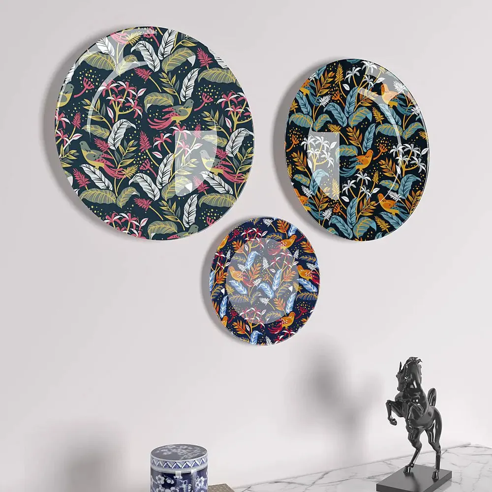 Ceramic Wall Plates With Beautiful Birds With Plant Art Wall Hanging Plate