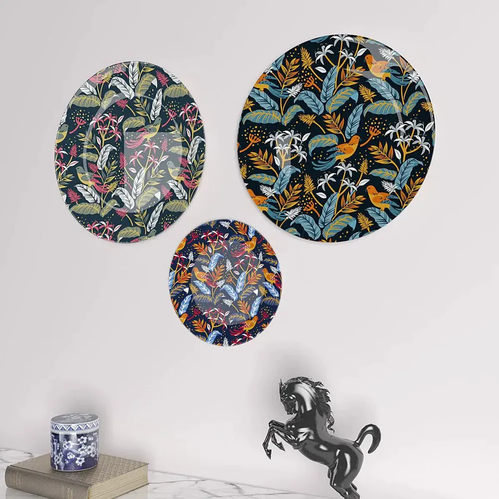 Ceramic Wall Plates With Beautiful Birds With Plant Art Wall Hanging Plate