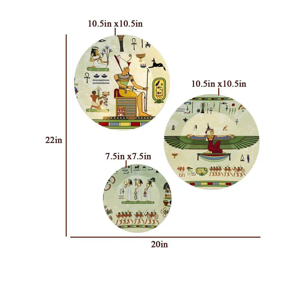 Ceramic Wall Plates with Beautiful Egyptian Art Deco Pattern Wall Hanging Plate