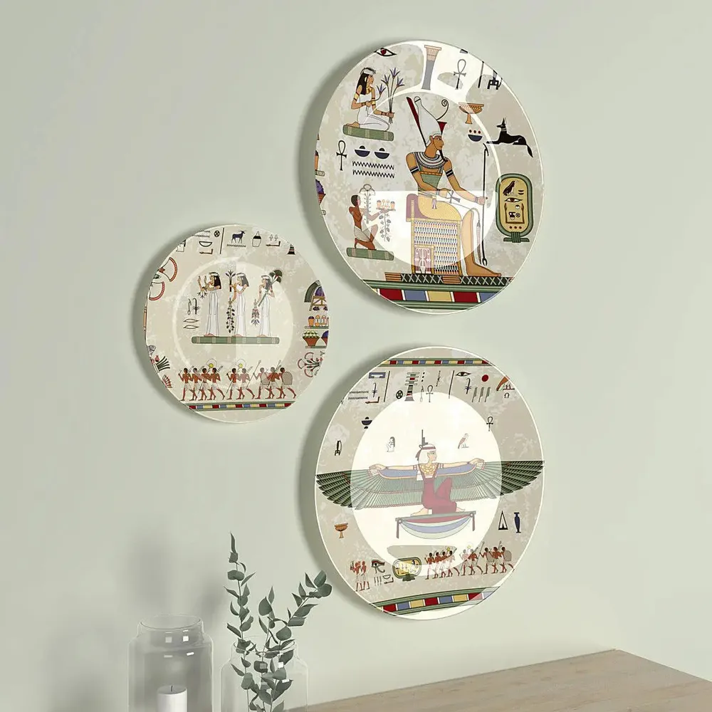 Ceramic Wall Plates with Beautiful Egyptian Art Deco Pattern Wall Hanging Plate
