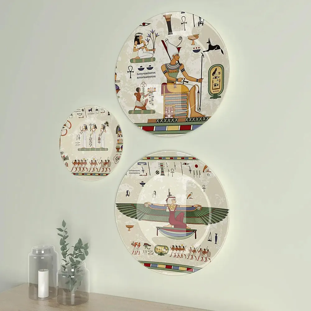 Ceramic Wall Plates with Beautiful Egyptian Art Deco Pattern Wall Hanging Plate