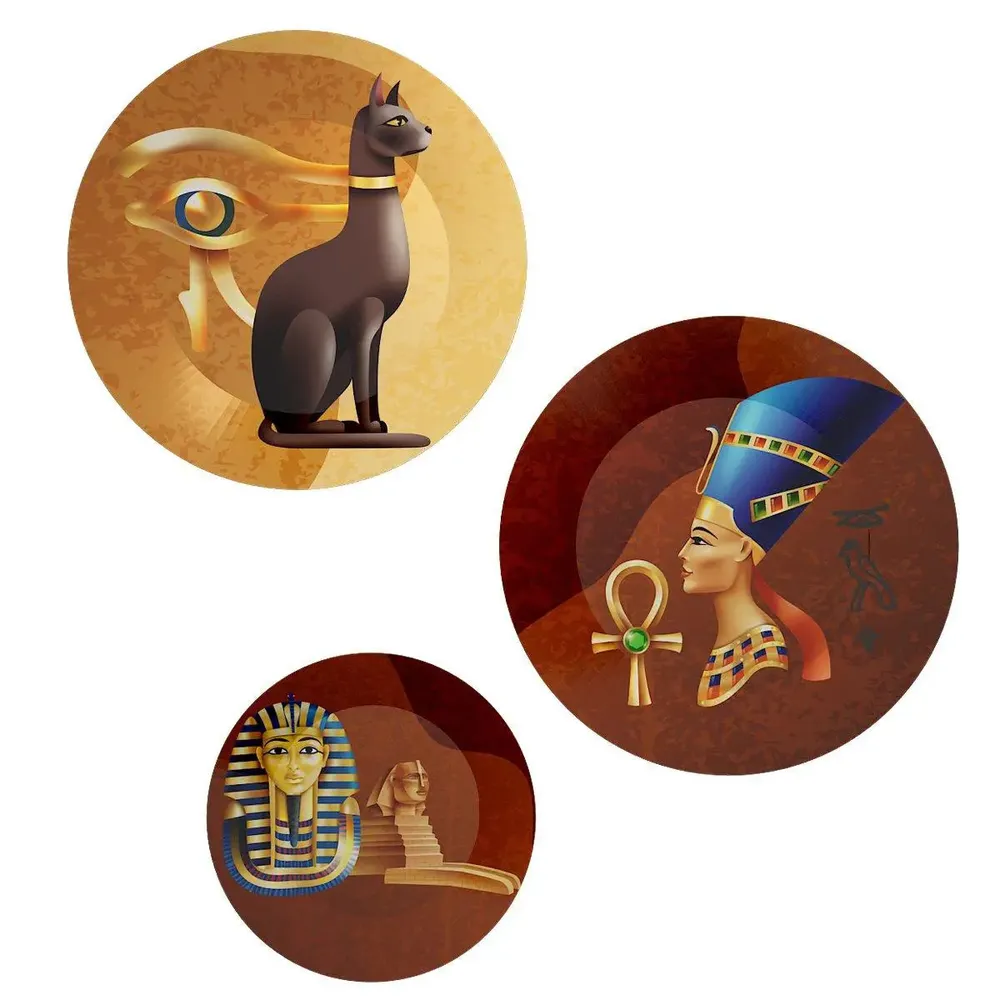 Ceramic Wall Plates with Beautiful Egyptian Style Deco Pattern Wall Hanging Plate