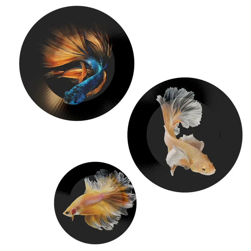 Ceramic Wall Plates with Beautiful Fish Art Wall Hanging Plate