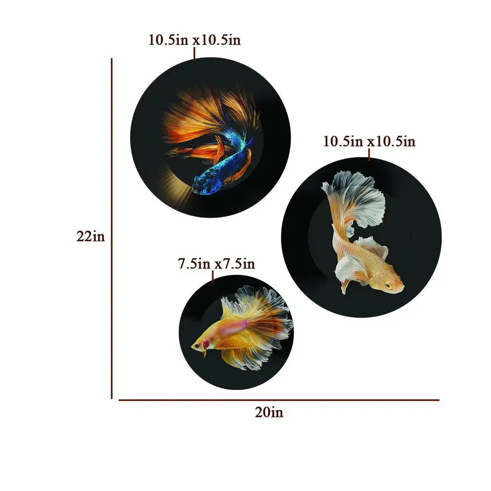 Ceramic Wall Plates with Beautiful Fish Art Wall Hanging Plate