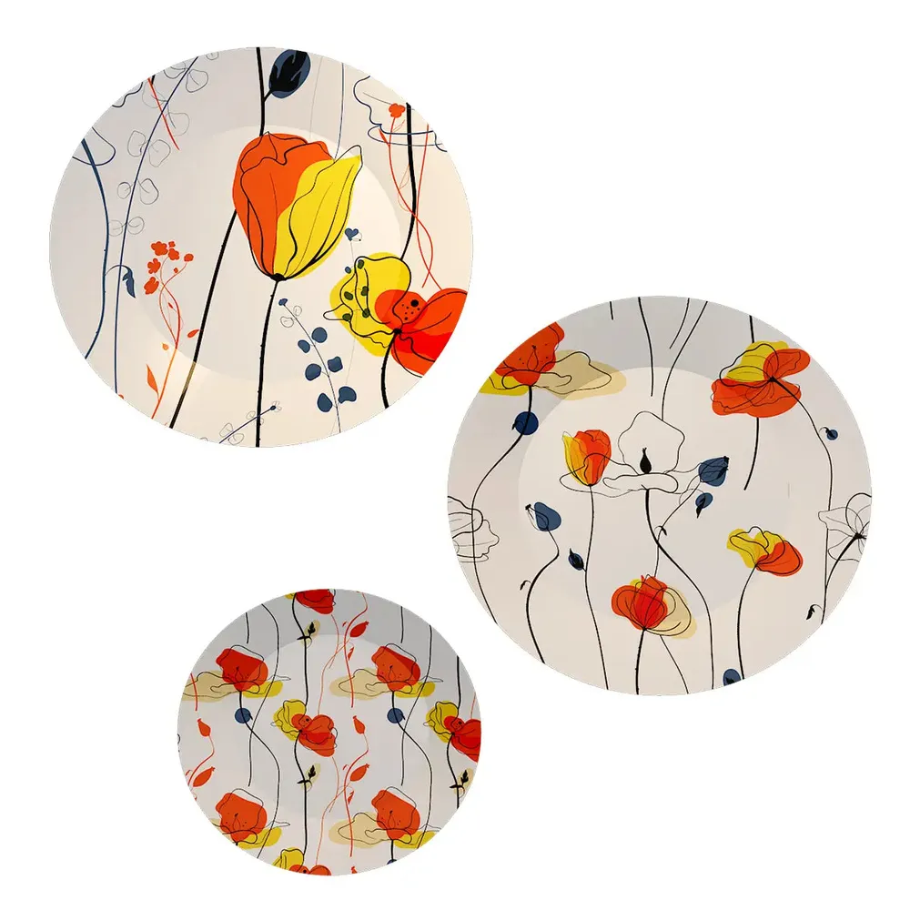 Ceramic Wall Plates with Beautiful Floral Art Wall Hanging Plate
