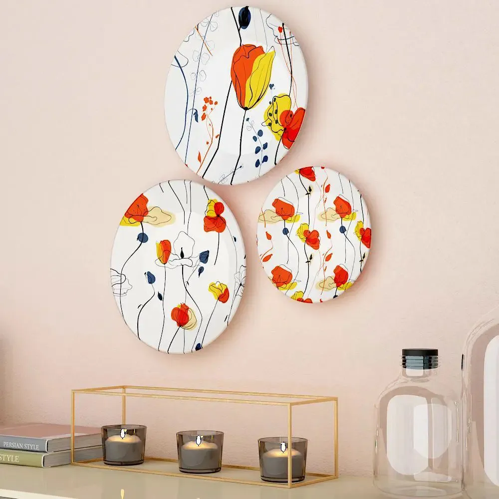 Ceramic Wall Plates with Beautiful Floral Art Wall Hanging Plate