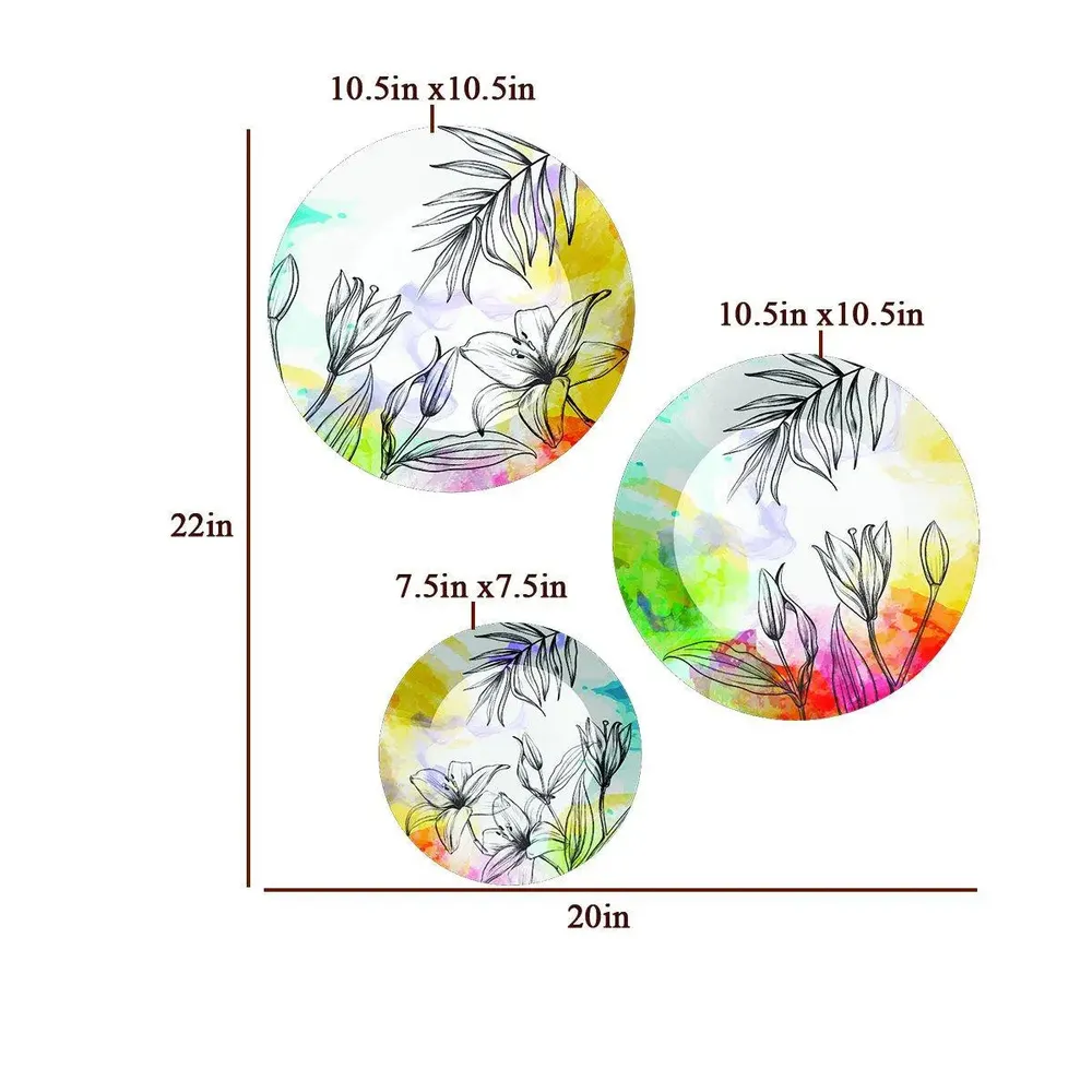 Ceramic Wall Plates with Beautiful Flower Art Wall Hanging Plate