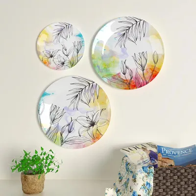 Ceramic Wall Plates with Beautiful Flower Art Wall Hanging Plate