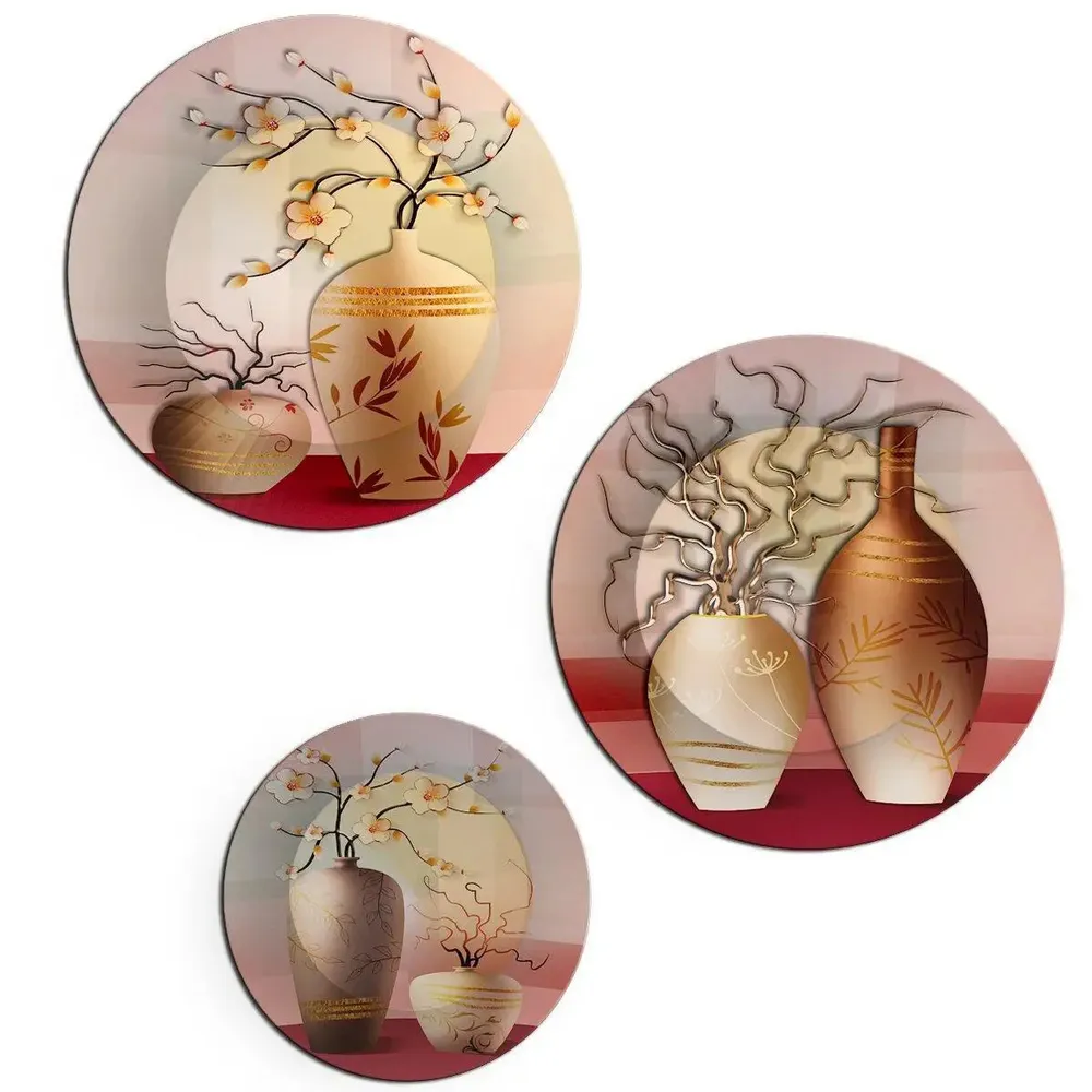 Ceramic Wall Plates with Beautiful Flowerpot Design Art, Wall Hanging Plate
