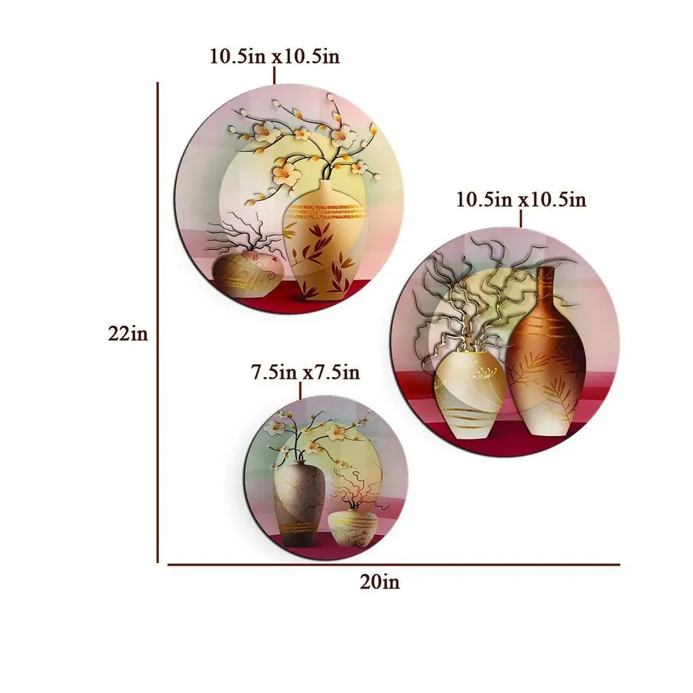 Ceramic Wall Plates with Beautiful Flowerpot Design Art, Wall Hanging Plate