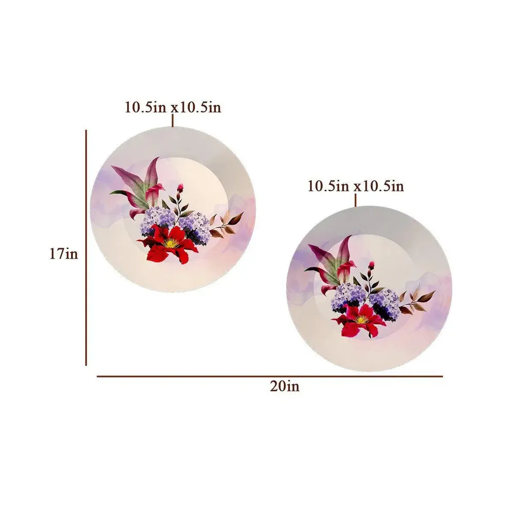 Ceramic Wall Plates With Beautiful Flowers Art Design Round Shape, Wall Hanging.