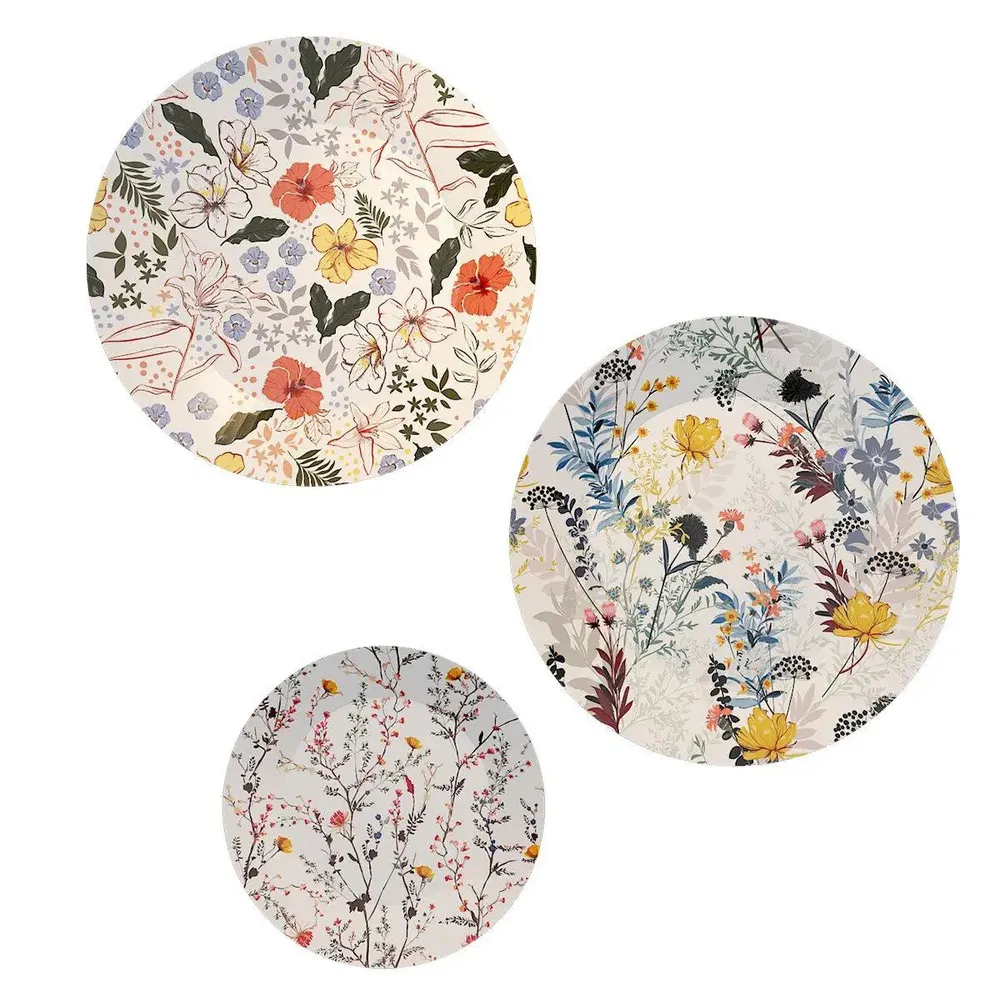Ceramic Wall Plates with Beautiful Flowers Art Pattern Wall Hanging Plate