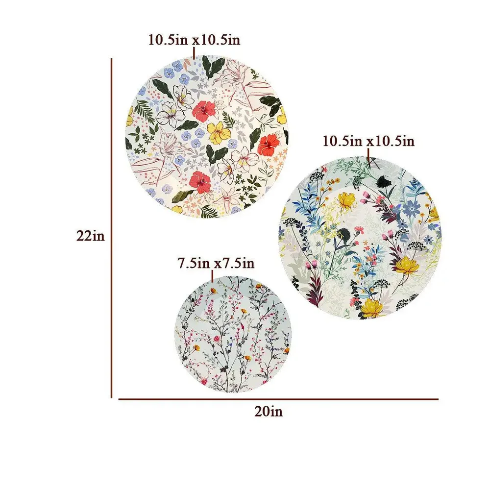 Ceramic Wall Plates with Beautiful Flowers Art Pattern Wall Hanging Plate