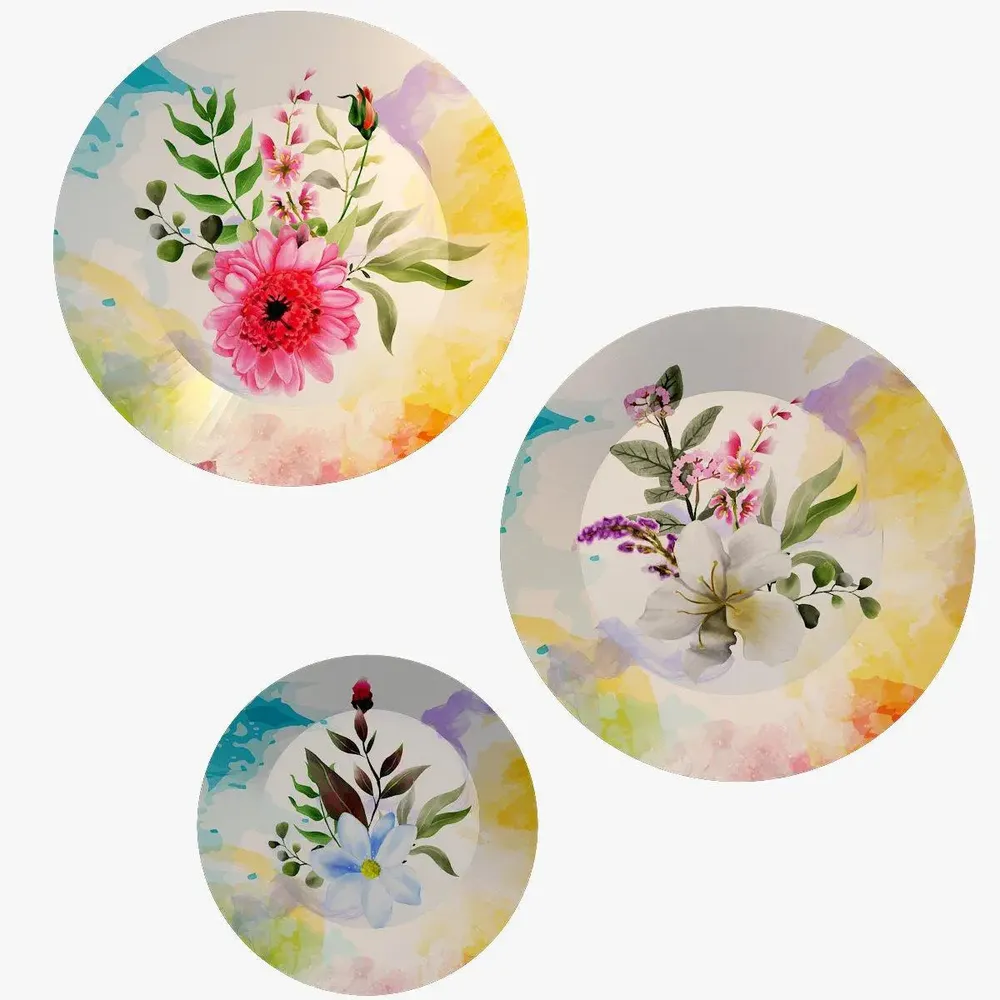 Ceramic Wall Plates With Beautiful Flowers Design Art, Wall Hanging Plate