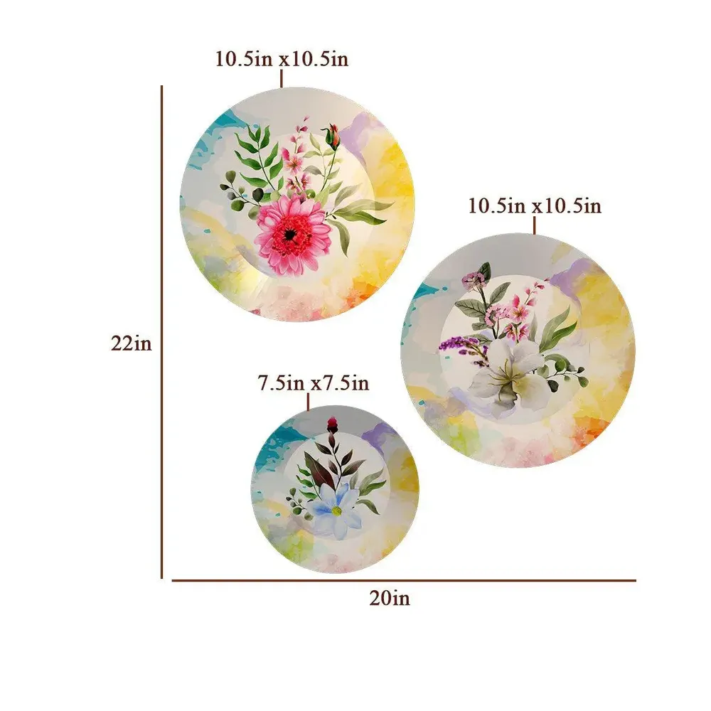 Ceramic Wall Plates With Beautiful Flowers Design Art, Wall Hanging Plate