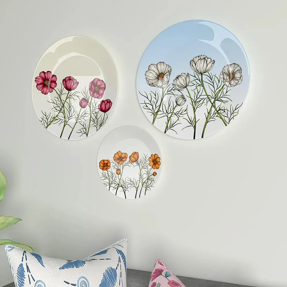 Ceramic Wall Plates with Beautiful Flowers Wall Hanging Plate