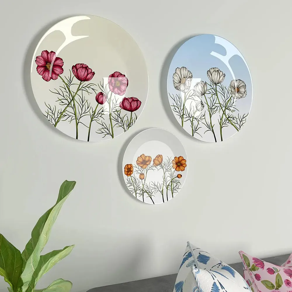 Ceramic Wall Plates with Beautiful Flowers Wall Hanging Plate