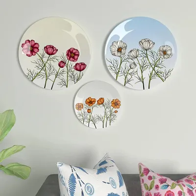 Ceramic Wall Plates with Beautiful Flowers Wall Hanging Plate