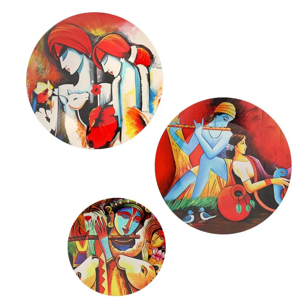 Ceramic Wall Plates With Beautiful Krishna Radha Art Wall Hanging Plate