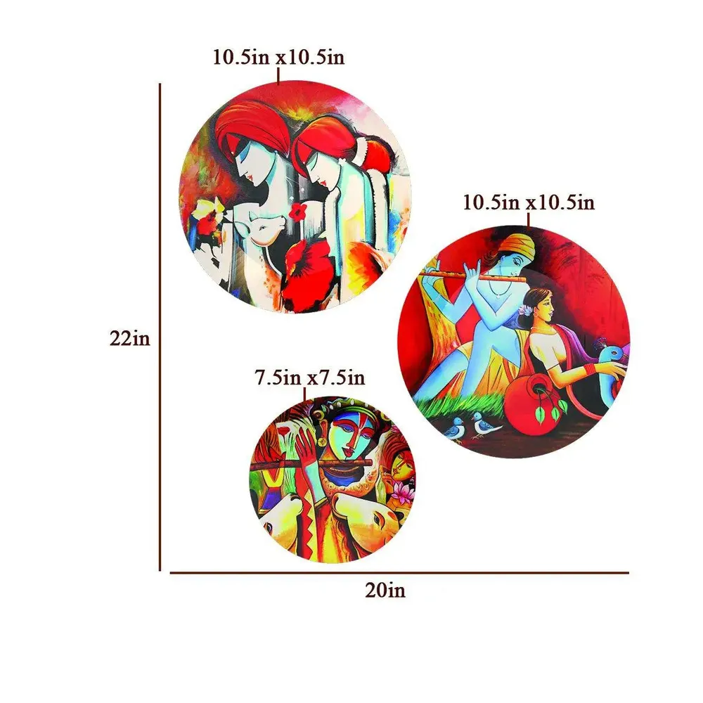 Ceramic Wall Plates With Beautiful Krishna Radha Art Wall Hanging Plate