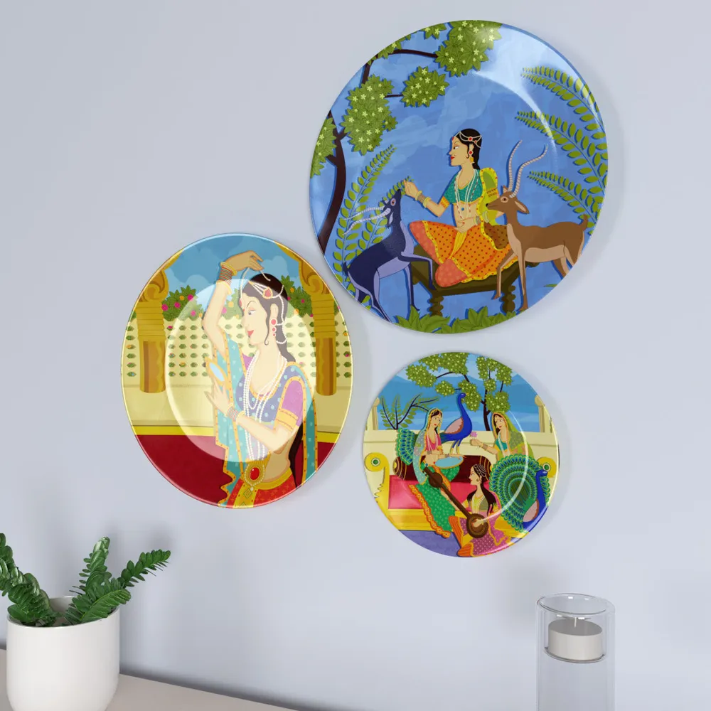 Ceramic Wall Plates with Beautiful Madhubani Art  Wall Hanging Plate