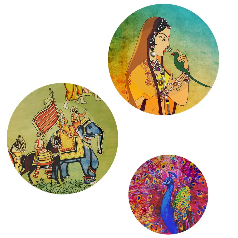 Ceramic Wall Plates with Beautiful Madhubani Art  Wall Hanging Plate