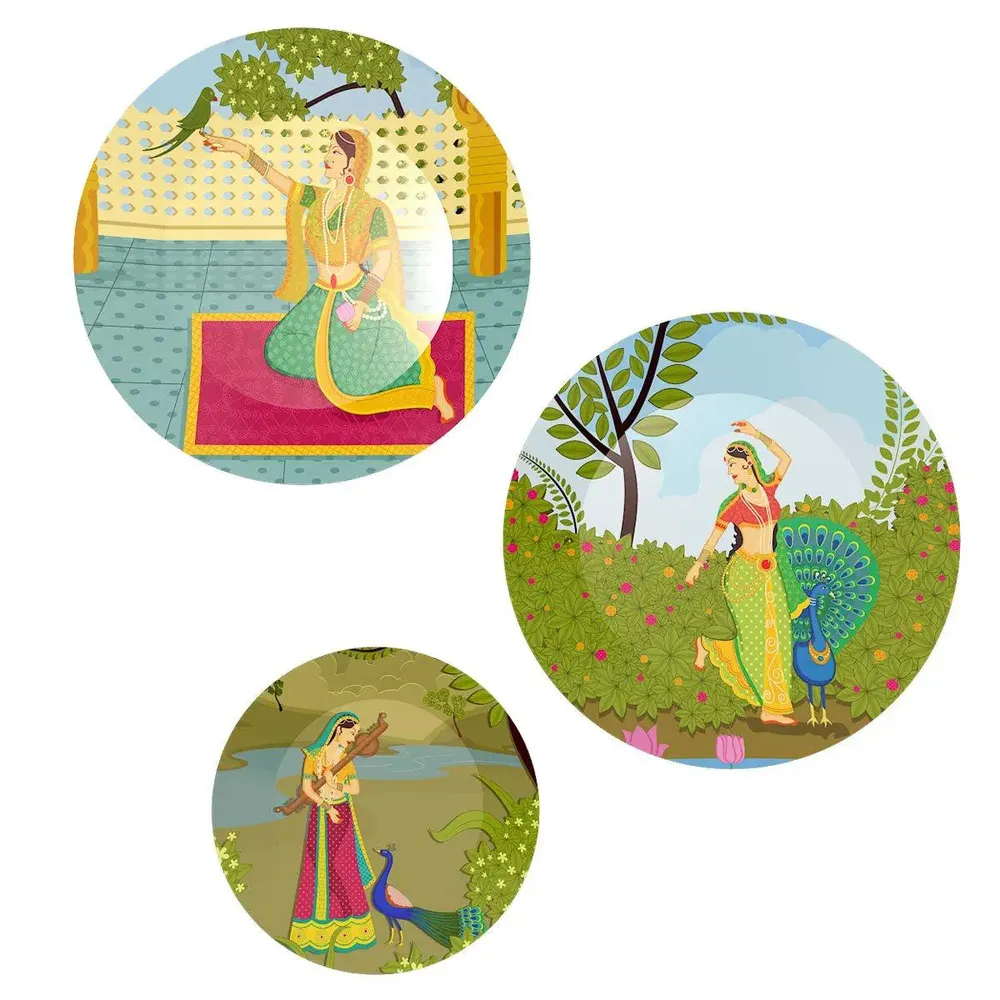 Ceramic Wall Plates with Beautiful Madhubani Art  Wall Hanging Plate