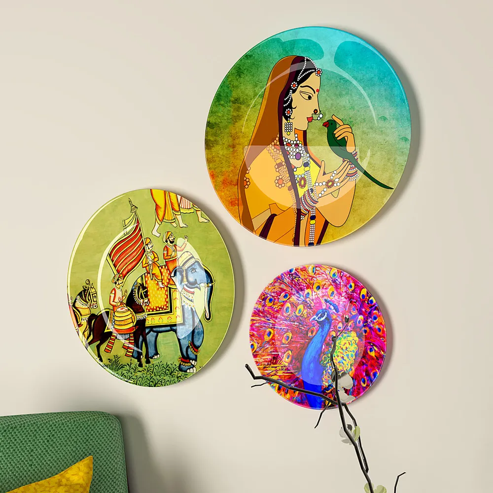 Ceramic Wall Plates with Beautiful Madhubani Art  Wall Hanging Plate