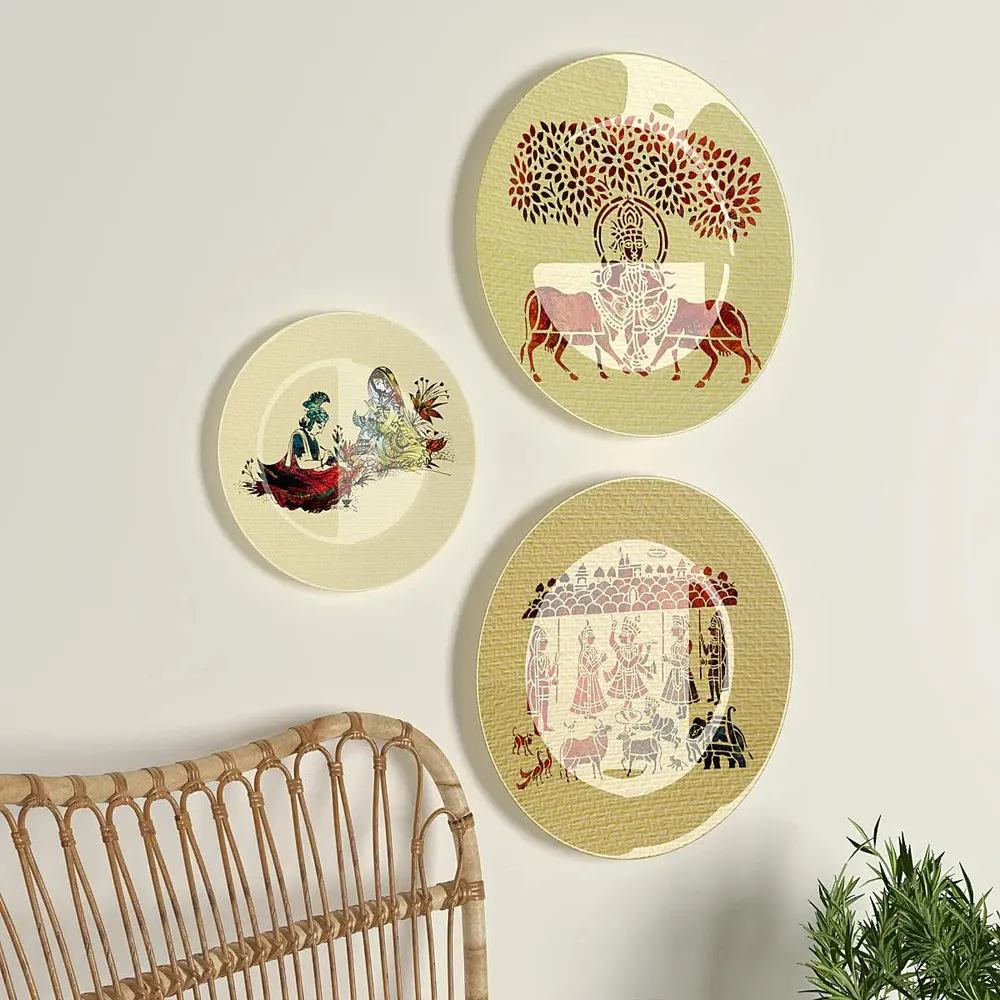 Ceramic Wall Plates with Beautiful Madhubani Art  Wall Hanging Plate