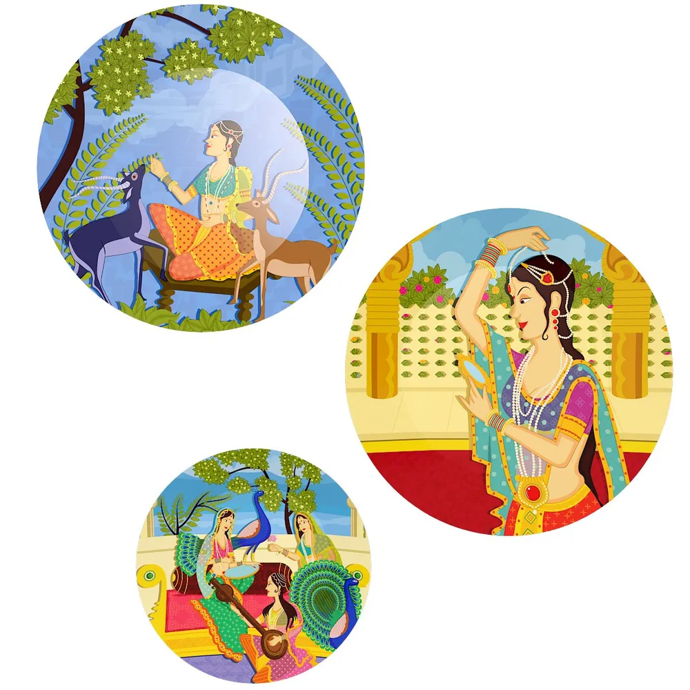 Ceramic Wall Plates with Beautiful Madhubani Art  Wall Hanging Plate