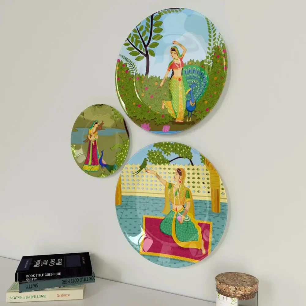 Ceramic Wall Plates with Beautiful Madhubani Art  Wall Hanging Plate
