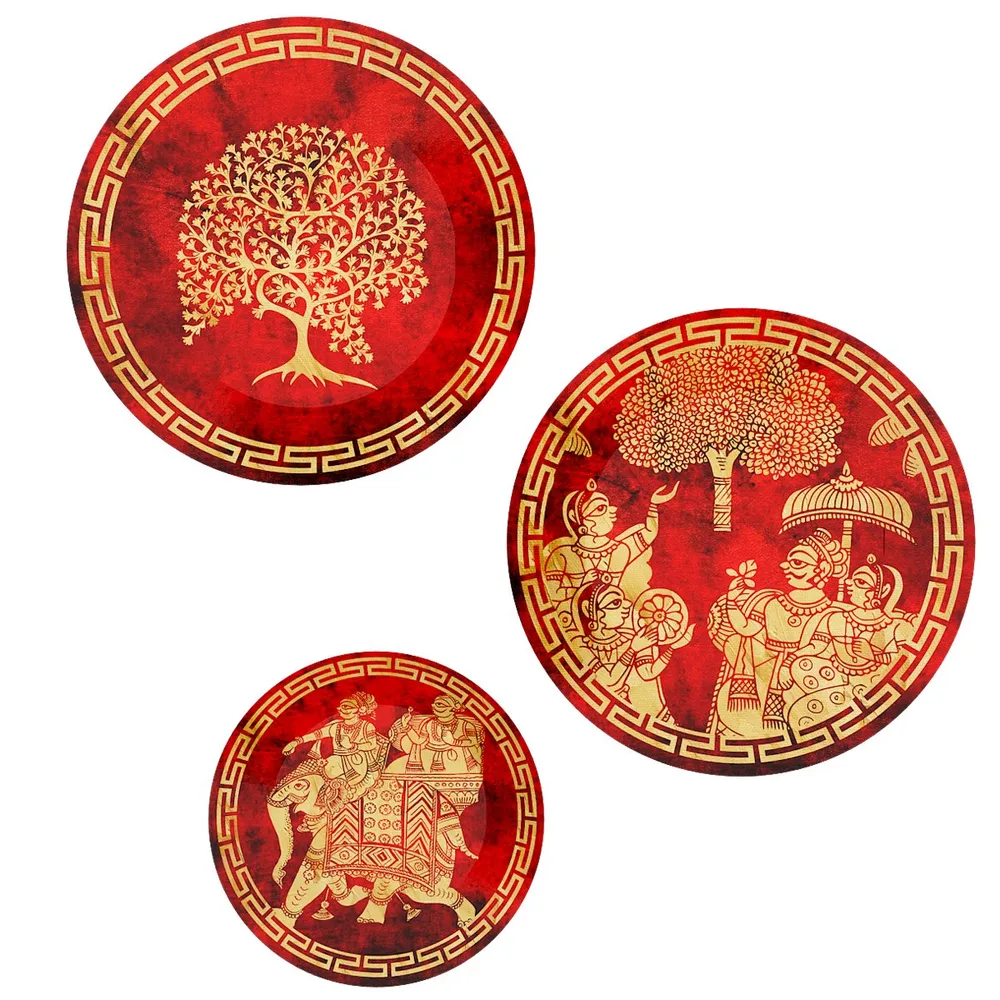 Ceramic Wall Plates with Beautiful Madhubani Art  Wall Hanging Plate