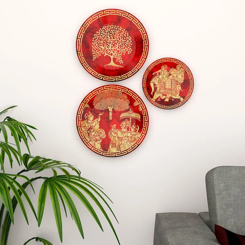 Ceramic Wall Plates with Beautiful Madhubani Art  Wall Hanging Plate
