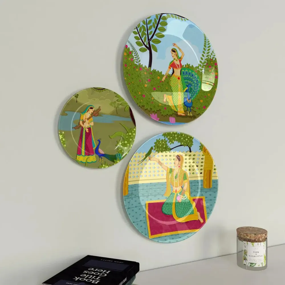 Ceramic Wall Plates with Beautiful Madhubani Art  Wall Hanging Plate