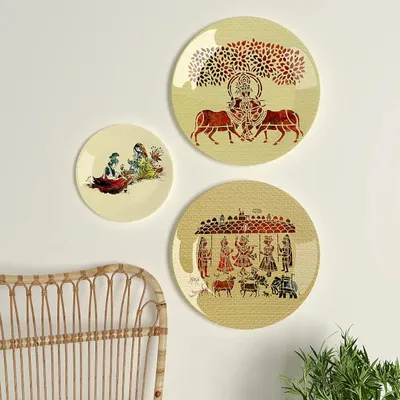 Ceramic Wall Plates with Beautiful Madhubani Art  Wall Hanging Plate
