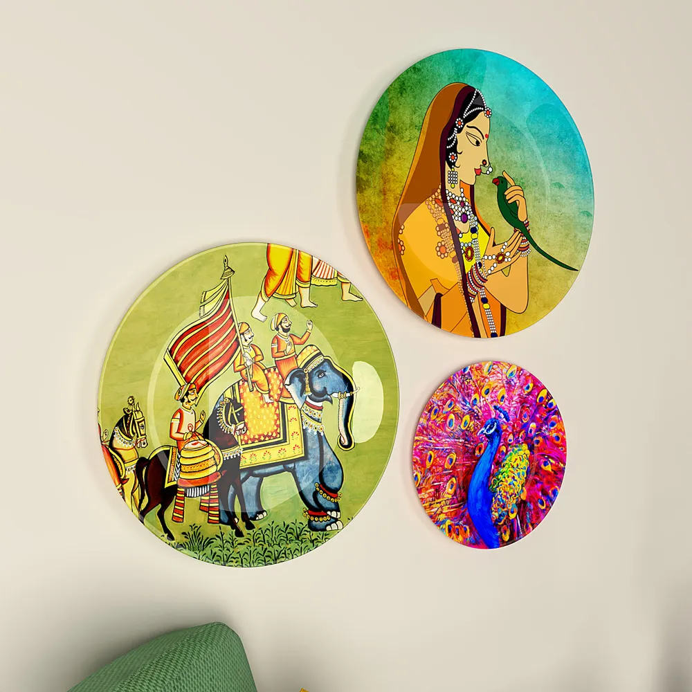 Ceramic Wall Plates with Beautiful Madhubani Art  Wall Hanging Plate