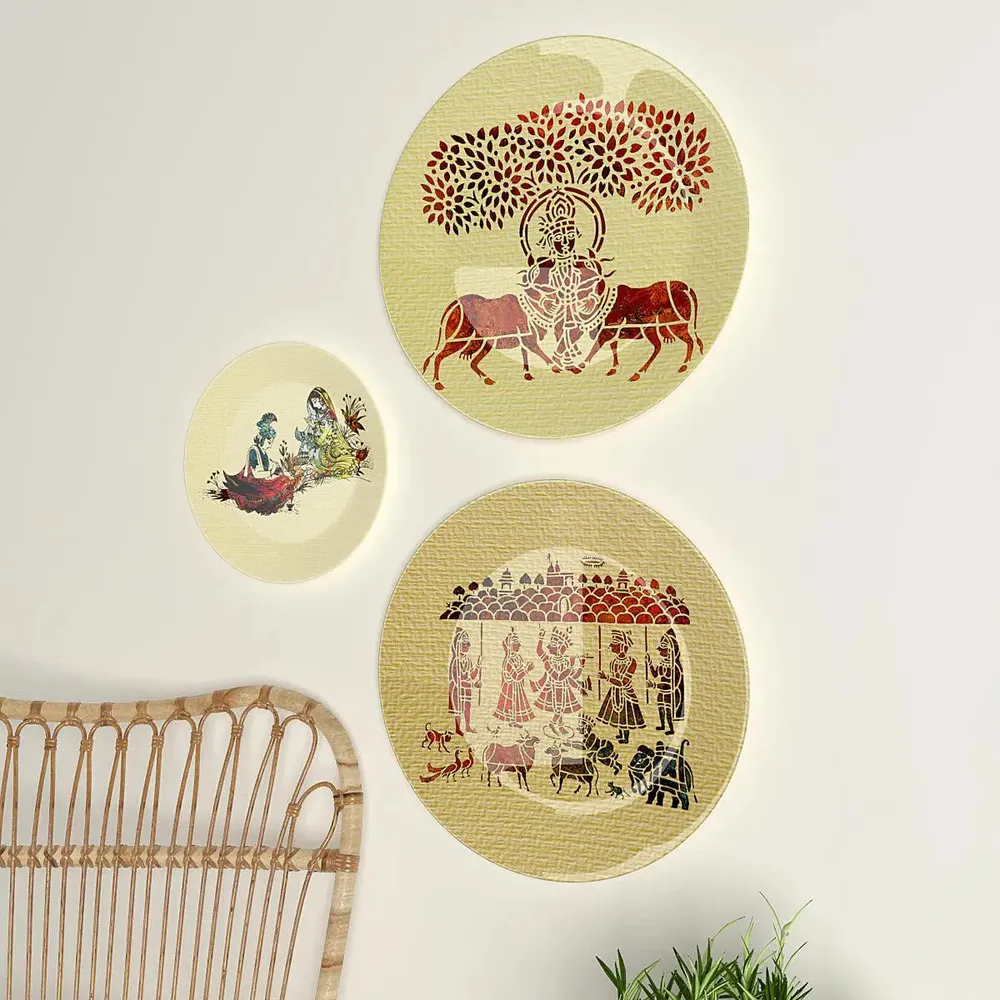 Ceramic Wall Plates with Beautiful Madhubani Art  Wall Hanging Plate