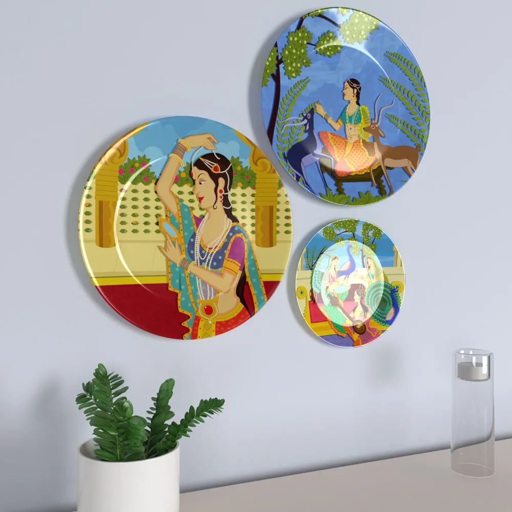 Ceramic Wall Plates with Beautiful Madhubani Art  Wall Hanging Plate