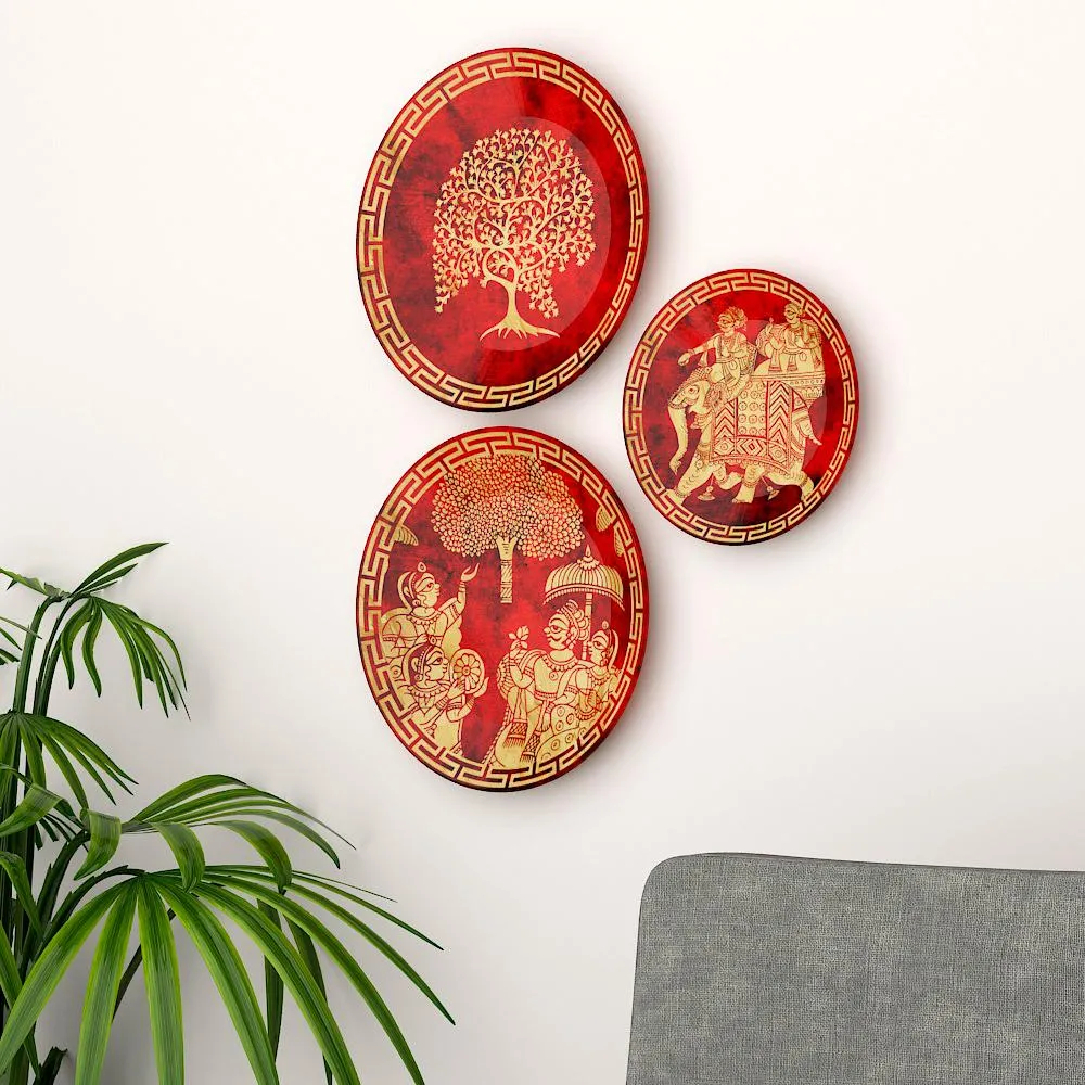 Ceramic Wall Plates with Beautiful Madhubani Art  Wall Hanging Plate