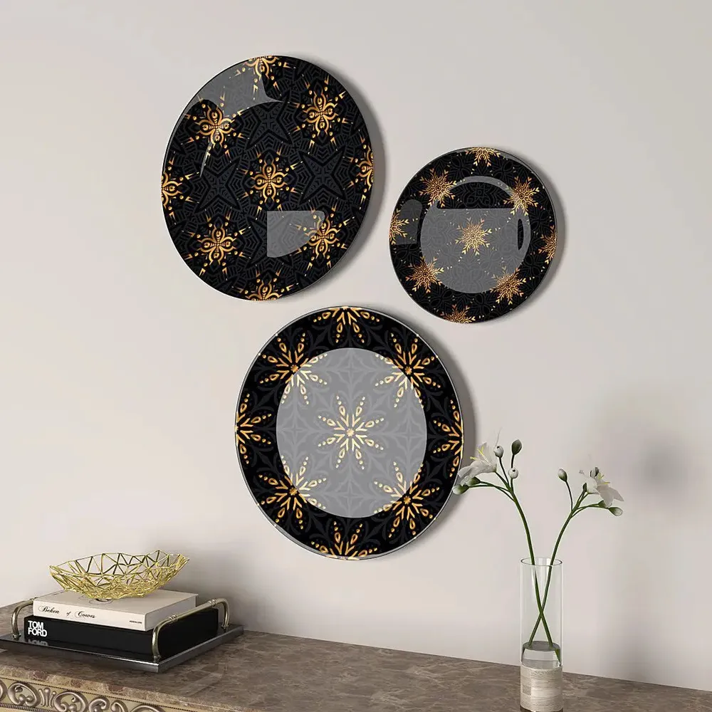 Ceramic Wall Plates with Beautiful Mandala Art Deco Pattern Wall Hanging Plate