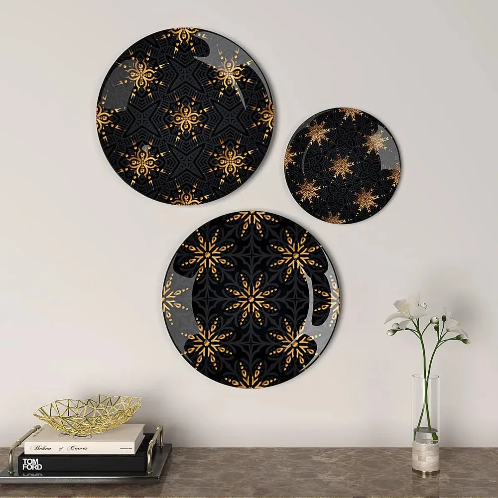 Ceramic Wall Plates with Beautiful Mandala Art Deco Pattern Wall Hanging Plate