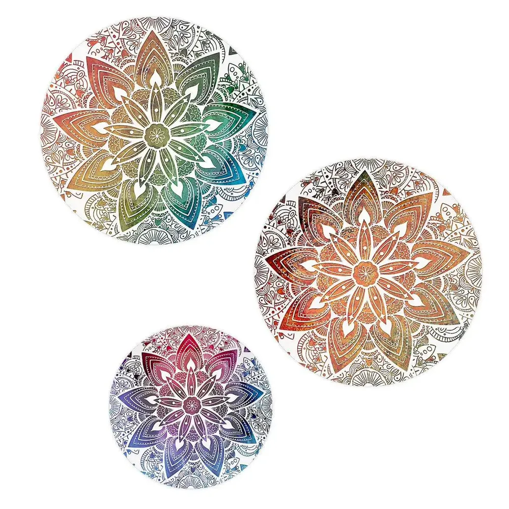 Ceramic Wall Plates with Beautiful Mandala Art Multi Color Background Wall Hanging Plate