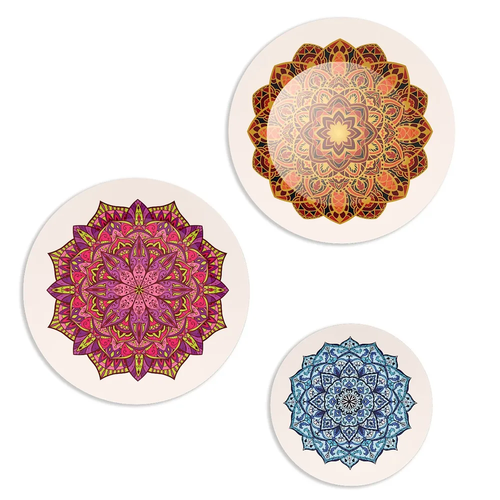 Ceramic Wall Plates with Beautiful Mandala Art Wall Hanging Plate