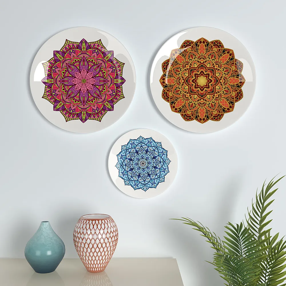 Ceramic Wall Plates with Beautiful Mandala Art Wall Hanging Plate