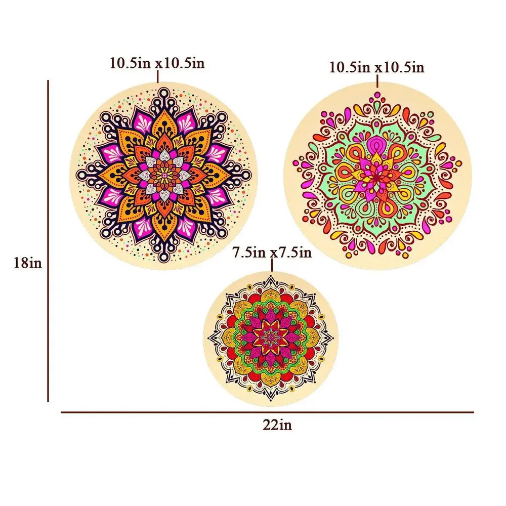 Ceramic Wall Plates with Beautiful Mandala Art  Wall Hanging Plate