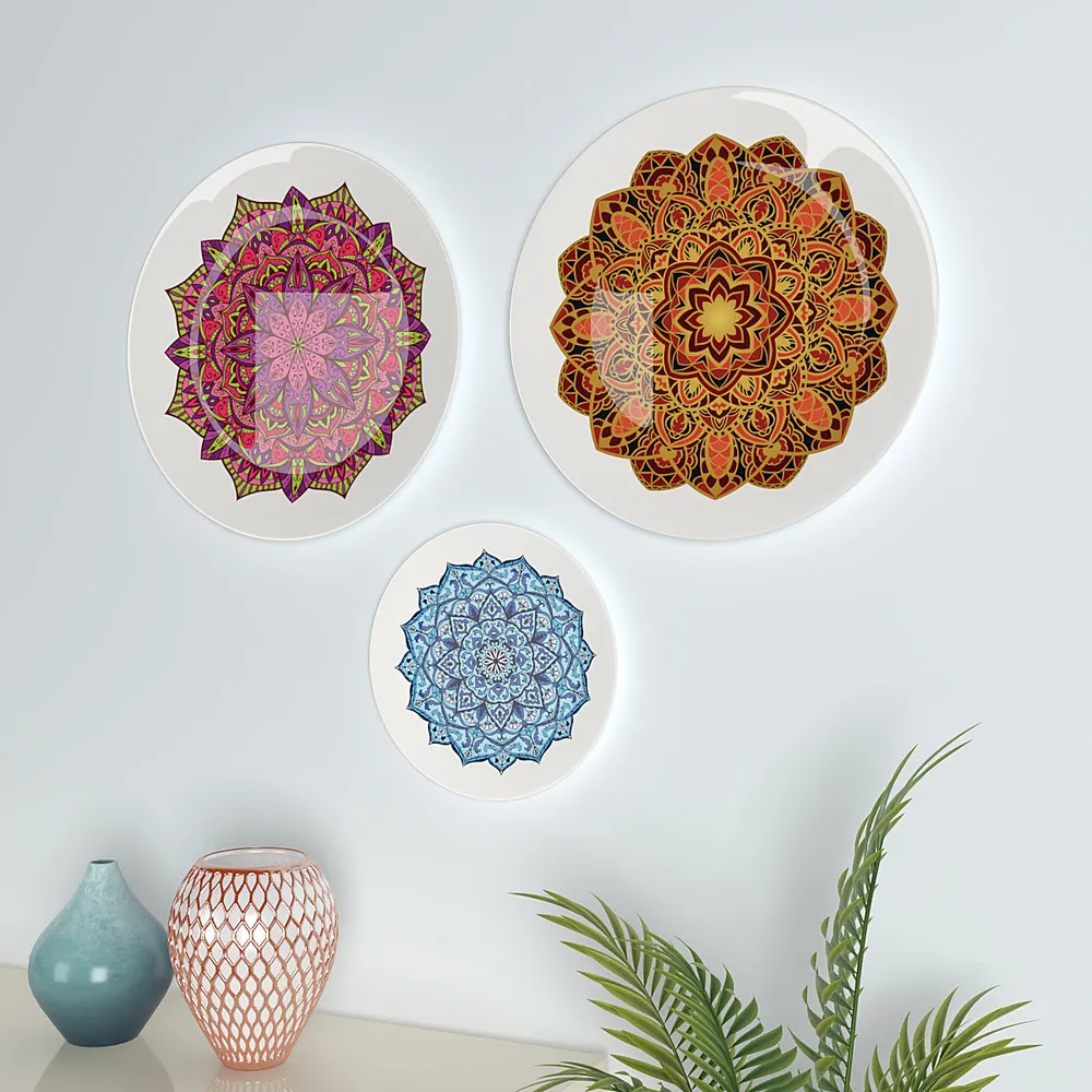 Ceramic Wall Plates with Beautiful Mandala Art Wall Hanging Plate